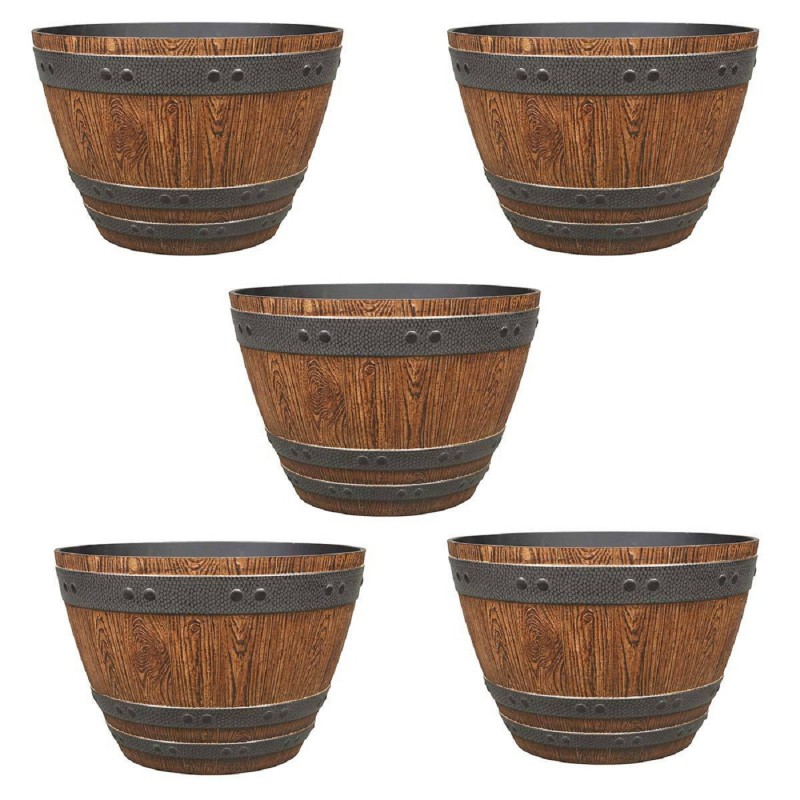 Macetas Estilo Barril Paquete 5 Piezas Para Jardin